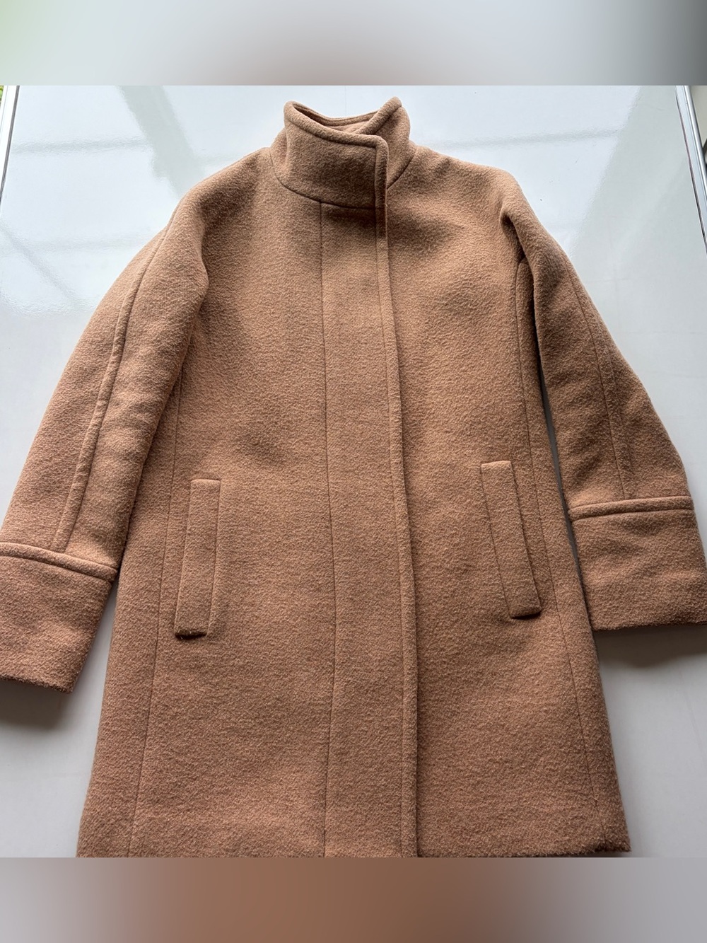 J. Crew camel tan wool blend winter coat jacket women’s size 00 lined pockets